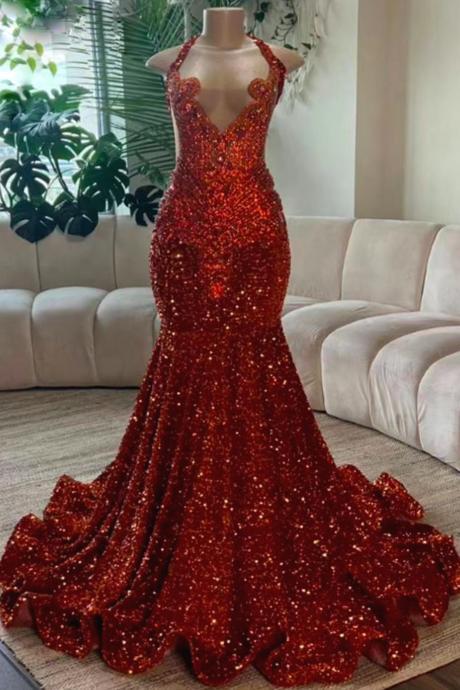 Sparkly Sequin Prom Dresses, Vestidos De Fiesta, Formal Occasion Dresses, Red Prom Dresses, Diamonds Fashion Party Dresses, Vestidos De Gala,