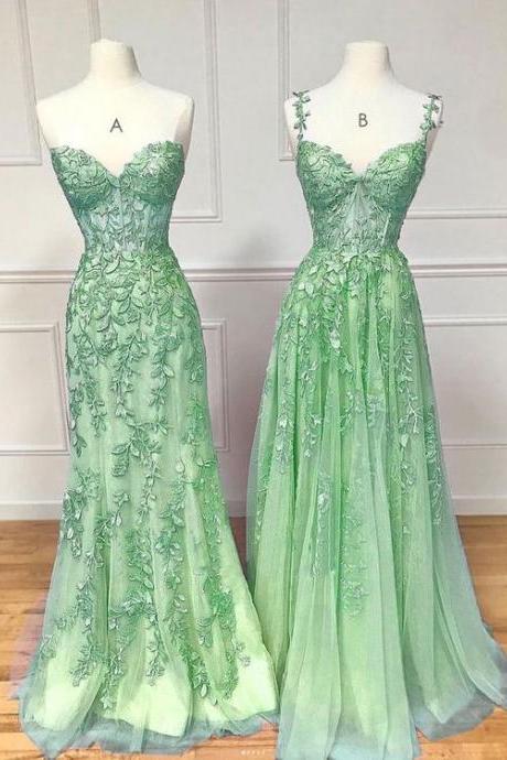 Mint Green Prom Dresses, Lace Applique A Line Prom Dresses, Simple Prom Dresses, Vestidos De Fiesta, Robes De Bal, Elegant Prom Gown, Fashion