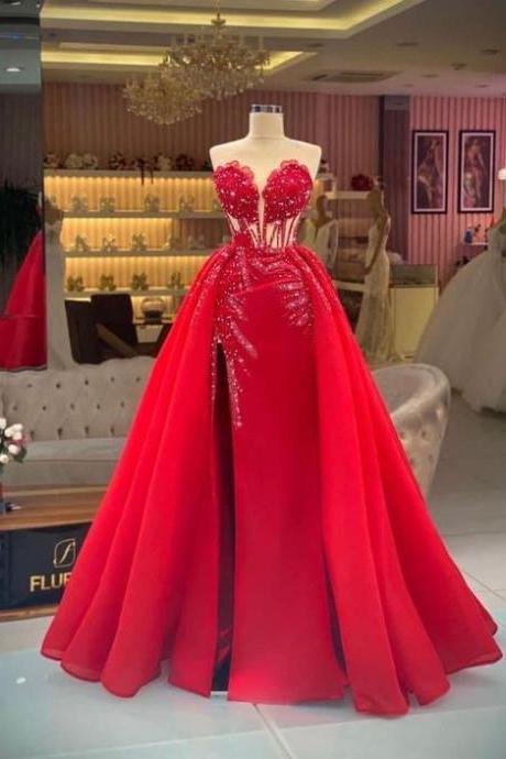 Red Corset Prom Dresses, Lace Applique Prom Dresses, Vestidos De Gala, Elegant Prom Dresses, Robes De Bal, Beaded Prom Dresses, Formal Occasion