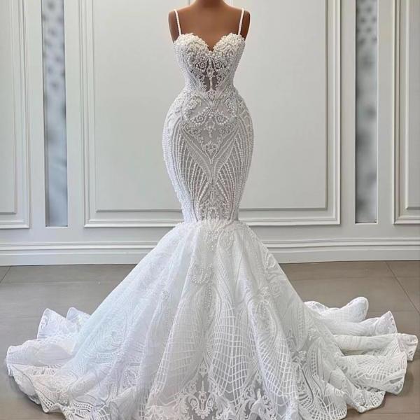 Robe De Mariage, Mermaid Wedding Dresses, White Bridal Dresses, Lace ...