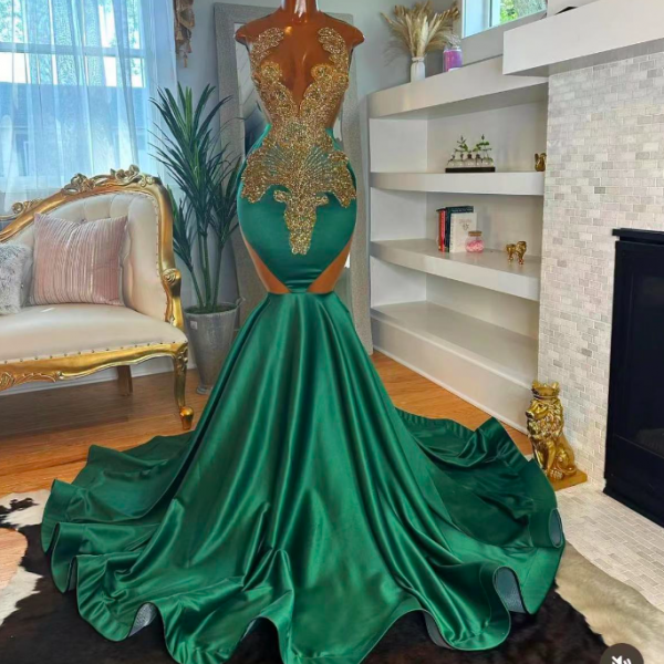 Luxury Prom Dresses, Diamonds Fashion Party Dresses, Emerald Green Prom Dresses, Modest Evening Dresses, Formal Occasion Dresses, Vestidos De Gala, Mermaid Prom Dresses, Custom Prom Dresses, Robe De Soiree