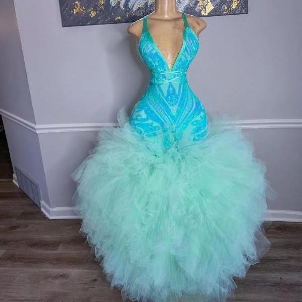 Turquoise Blue Prom Dresses, Sequin Applique Prom Dresses, Robes De Bal, Elegant Prom Dresses, Vestidos De Fiesta, Formal Occasion Dresses, Evening Gown for Women, Fashion Party Dresses, Sparkly Prom Dresses 