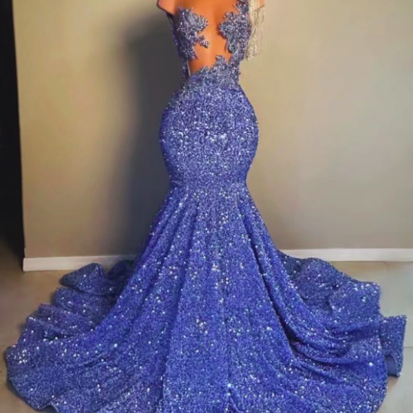 Blue Sparkly Prom Dresses, Tassels Formal Occasion Dresses, Elegant Beading Prom Gown, Vestidos De Gala, Modest Evening Dresses, Custom Prom Dresses, Glitter Evening Gown 