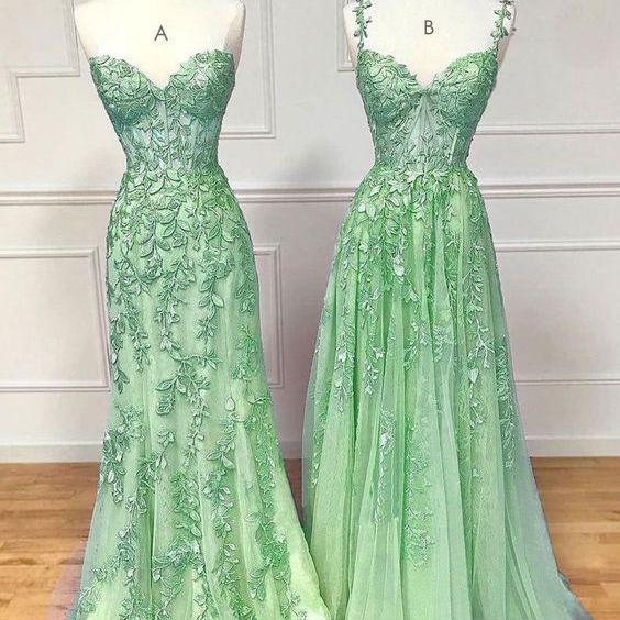 Mint Green Prom Dresses, Lace Applique A Line Prom Dresses, Simple Prom Dresses, Vestidos De Fiesta, Robes De Bal, Elegant Prom Gown, Fashion Party Dresses, Custom Prom Dresses