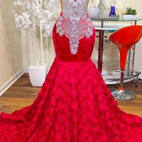 Red Rhinestones Prom Dresses 2025, Floral Fashion Birthday Party Dresses 2026, Diamonds Elegant Prom Gown 2024, Evening Wear for Women, Luxury Prom Dresses for Girls, Vestidos De Gala 