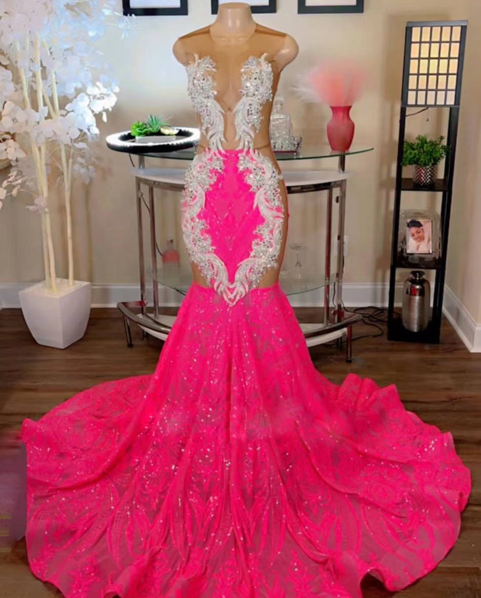 Custom Prom Dresses, 2023 Prom Dresses, Sparkly Prom Dresses, Hot Pink ...