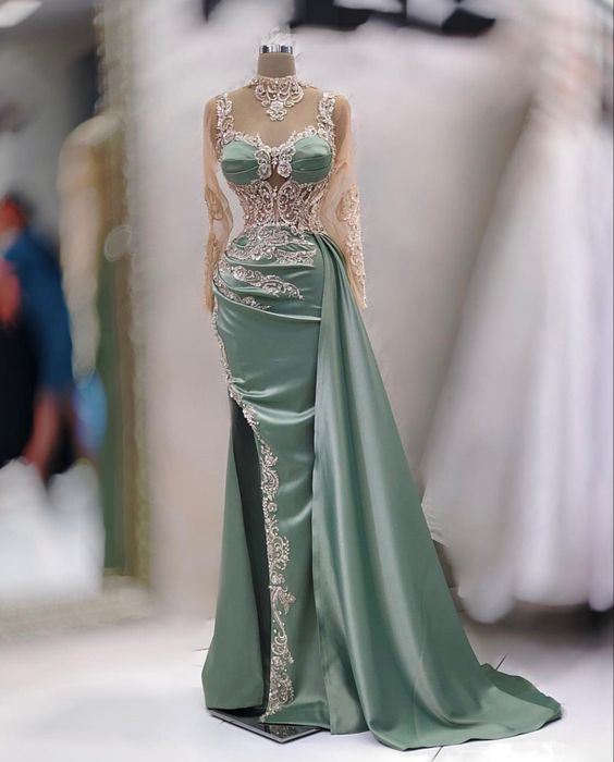 Dubai Fashion Prom Dresses, Lace Applique Prom Dresses, Luxury Prom